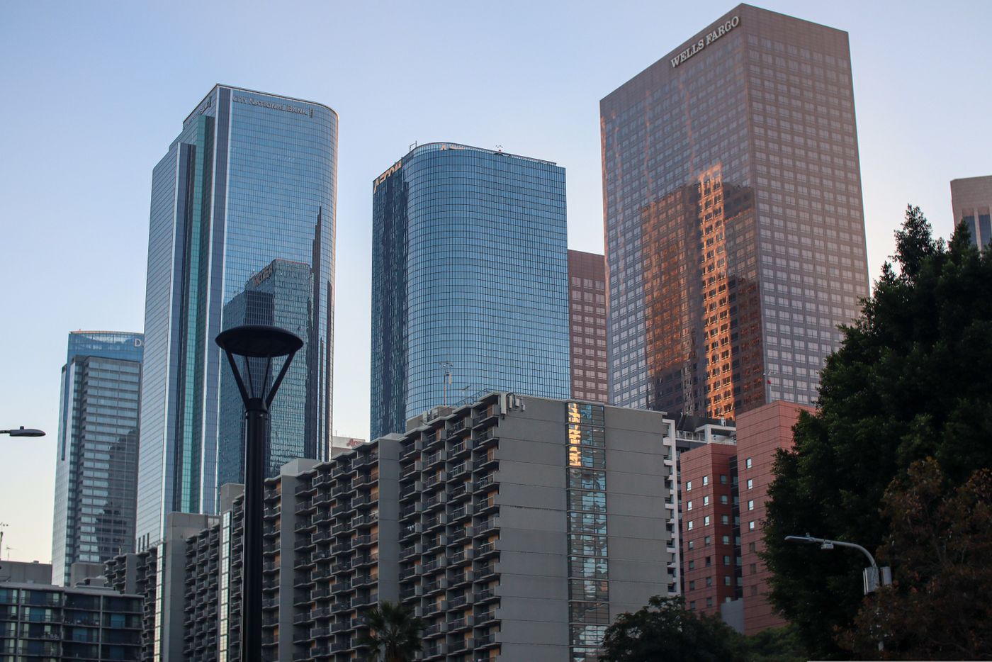 Downtown Los Angeles architecture at dusk